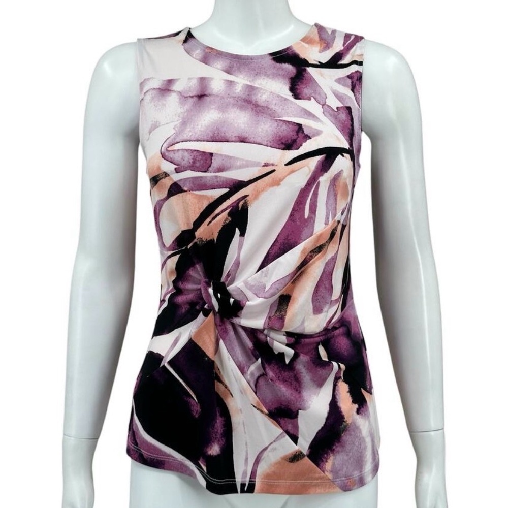 DKNY Sleeveless Printed Side-Knot Top Size XS